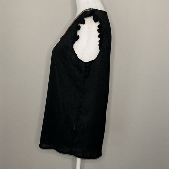 SHEIN Rainbow ๐ Embellished Neckline Top with Ruffle Sleeves Size Small - Picture 4 of 6